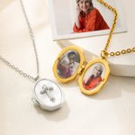 Personalisierte 1-2 Fotos Kreuz Oval Medaillon Halskette Zierlich Schmuck Taufe Weihnachten Geburtstag Geschenk für christliche Frauen