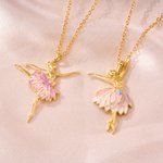 Personalised Beautiful Design Birth Flower Ballet Dancing Girl Necklace with Petal Skirt Birthday Gift for Ballerina Dance Lover