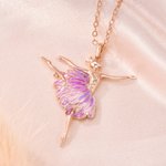 Personalised Beautiful Design Birth Flower Ballet Dancing Girl Necklace with Petal Skirt Birthday Gift for Ballerina Dance Lover
