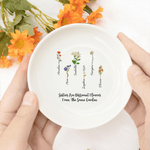 Personlig Vintage Style 1-6 Födelseblommor Smyckesfat med Namn Födelsedag Jubileum Present till Syster Flickvän