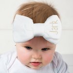 Personlig Brodert Initial eller tekst Stretchy Baby Bow Pannebånd Baby Shower Bursdagsgave til jente baby