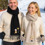 Écharpe Personnalisée avec Personnage Cartoon Fleur de Naissance et Nom Cadeau Anniversaire Fêtes de Fin d'Année pour Amis Famille