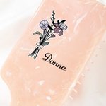 Personalized Birth Flower Bouquet Long Handle Paddle Comb with Name Birthday Wedding Gift for Ladies Girls
