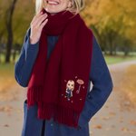 Écharpe Personnalisée avec Personnage Cartoon Fleur de Naissance et Nom Cadeau Anniversaire Fêtes de Fin d'Année pour Amis Famille
