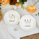 Personlig Vintage Style 1-6 Födelseblommor Smyckesfat med Namn Födelsedag Jubileum Present till Syster Flickvän