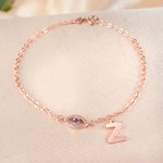 Personalized Evil Eye Initial Bracelet Birthday Anniversary Gift for Friend Family