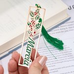 Gepersonaliseerde Geboortebloem Multicolor Bladwijzer met Naam en Kwastje Verjaardag Kerstcadeau voor Boekenliefhebbers Boekenwurmen