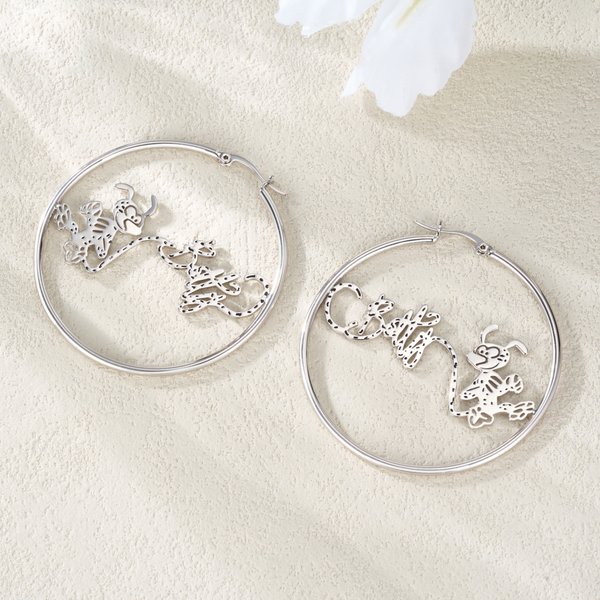 Boucles d'oreilles personnalisées Marsupilami avec nom Cadeau d'anniversaire pour ami(e), famille, Callie × Marsupilami®.