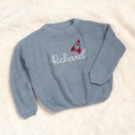 Spersonalizowany haftowany sweter Rocket Polka Dots Flowers z imieniem Urodzinowy prezent świąteczny dla maluchów Chłopcy Dziewczynki