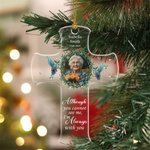 Gepersonaliseerd Fotokrans Kruis Acryl Ornament met Naam Herinnering In Liefdevolle Herinnering Sympathie Gift voor Verlies van Geliefde