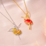 Personalised Beautiful Design Birth Flower Ballet Dancing Girl Necklace with Petal Skirt Birthday Gift for Ballerina Dance Lover