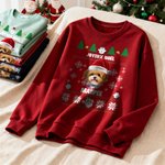 Sweat-shirt Multicolore Personnalisé avec 1-2 Photos du Visage de l'Animal et Noms Cadeau de Noël pour les Propriétaires d'Animaux de Compagnie