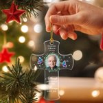 Gepersonaliseerd Fotokrans Kruis Acryl Ornament met Naam Herinnering In Liefdevolle Herinnering Sympathie Gift voor Verlies van Geliefde