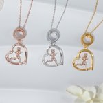 Personalized Running Lady Heart Zircon Necklace with Engraved Name Marathon Birthday Gift for Running Lovers