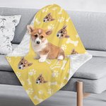 Henkilökohtainen Paw Print Fish Bones Pet Photo Pehmeä lemmikkieläinten peitto nimellä Home Decor Syntymäpäivä Joululahja lemmikkieläinten omistajille ystäville Lovers 3