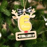 Personalized Reindeer Wooden Money Holder Ornament with Initial Name and Year Home Decor Christmas Gift for Kid Family
