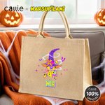 Personalized Cartoon Long Tailed Marsupilami Jute Tote Bag with Name Trick or Treat Activity Halloween Gift for Boys Girls | Callie × Marsupilami®
