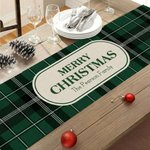 Personlig God Jul Grön Röd Plaid Bordslöpare med Text Heminredning Housewarming Jul Festival Party Favors Present till familj vän