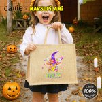 Personalized Cartoon Long Tailed Marsupilami Jute Tote Bag with Name Trick or Treat Activity Halloween Gift for Boys Girls | Callie × Marsupilami®
