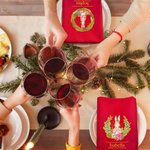 Personalized Peter Rabbit Christmas Wreath 100% Cotton Red Reusable Napkin with Name Table Decor Christmas Gift for Family Women Kids