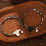 Personligt mångfärgat cowhead ädelsten pärlat armband med initialer födelsedag jubileumsgåva för cowboy cowgirl