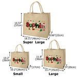 Personalized Cute Santa Christmas Theme Letters Reusable Jute Tote Bag with Name Christmas Holiday Gift for Kids Family