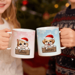 Spersonalizowany kubek ceramiczny Cute Cartoon Christmas Hat Animal 11 oz 15 oz z imieniem i nazwiskiem Codzienny prezent świąteczny dla chłopców i dziewczynek