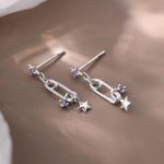Personalizada Piedra de Nacimiento Estrella Minimalista Pendientes Dainty Joyería Cumpleaños Aniversario Regalo para Mujeres