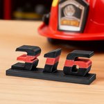 Personalised 3D-Printed Coloured Line Number Name Plate Desk Decor Memorial Appreciation Retirement Gift for Police Firefighter Officer