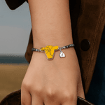 Personligt mångfärgat cowhead ädelsten pärlat armband med initialer födelsedag jubileumsgåva för cowboy cowgirl