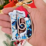 Personalized Santa Hat Initial Layered Wooden Christmas Tree Ornament with Name Block Tree Decor Christmas Gift for Family