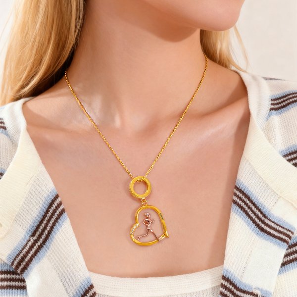 Personalised Running Lady Heart Zircon Necklace with Engraved Name Marathon Birthday Gift for Running Lovers