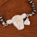 Personligt mångfärgat cowhead ädelsten pärlat armband med initialer födelsedag jubileumsgåva för cowboy cowgirl