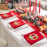 Personalized Peter Rabbit Christmas Wreath 100% Cotton Red Reusable Napkin with Name Table Decor Christmas Gift for Family Women Kids