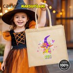 Personalized Cartoon Long Tailed Marsupilami Jute Tote Bag with Name Trick or Treat Activity Halloween Gift for Boys Girls | Callie × Marsupilami®