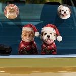 Gepersonaliseerde kerstmuts sweater huisdier gezicht foto dubbelzijdig printen kerst raamstickers kerstcadeau voor huisdiereigenaren dierenliefhebbers