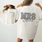 Personnalisé Toile De Jouy Floral Mrs Bow Sweatshirt Hoodie avec Nom et Année Noël Mariage Anniversaire Cadeau pour Mariée Nouvellement Mariée