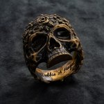 Personalised Gothic Rose Skull Ring with Inside Engraving Biker Jewellery Birthday Anniversary Gift for Men Gothic Lovers Motorbike Lovers