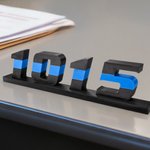 Personalised 3D-Printed Coloured Line Number Name Plate Desk Decor Memorial Appreciation Retirement Gift for Police Firefighter Officer