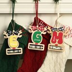 Personalized Reindeer Wooden Money Holder Ornament with Initial Name and Year Home Decor Christmas Gift for Kid Family