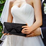 Personalised Portable Photo Lining Bow-Tie Satin Clutch with Detachable Chain Daily Use Birthday Wedding Anniversary Gift for Women