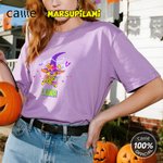 Personalised Cartoon Bats Halloween Witch Marsupilami T-shirt Sweatshirt Hoodie with Name Halloween Gift for Women | Callie × Marsupilami®