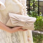 Personalised Portable Photo Lining Bow-Tie Satin Clutch with Detachable Chain Daily Use Birthday Wedding Anniversary Gift for Women
