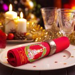 Personalized Peter Rabbit Christmas Wreath 100% Cotton Red Reusable Napkin with Name Table Decor Christmas Gift for Family Women Kids