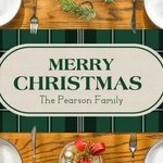 Personlig God Jul Grön Röd Plaid Bordslöpare med Text Heminredning Housewarming Jul Festival Party Favors Present till familj vän