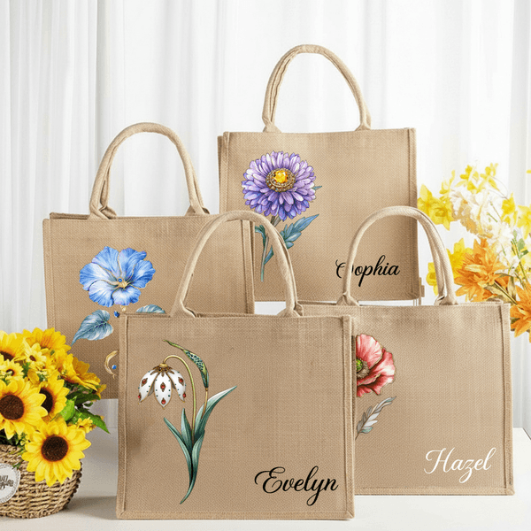 Sac en toile de jute personnalisé avec nom Anniversaire Cadeau de Noël pour les femmes