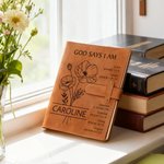 Spersonalizowana Biblia Kwiatowa A5 ze skóry PU z imieniem i kieszonką Prezent urodzinowy na chrzest dla chrześcijanina