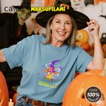 Personalised Cartoon Bats Halloween Witch Marsupilami T-shirt Sweatshirt Hoodie with Name Halloween Gift for Women | Callie × Marsupilami®