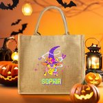 Personalized Cartoon Long Tailed Marsupilami Jute Tote Bag with Name Trick or Treat Activity Halloween Gift for Boys Girls | Callie × Marsupilami®