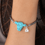 Personligt mångfärgat cowhead ädelsten pärlat armband med initialer födelsedag jubileumsgåva för cowboy cowgirl